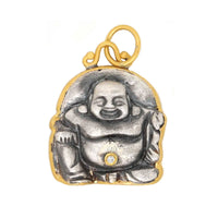 Sterling Silver and 24K Yellow Gold Diamond Buddha Charm