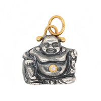 Sterling Silver and 24K Yellow Gold Diamond Buddha Charm