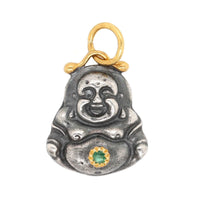 Sterling Silver and 24K Yellow Gold Emerald Buddha Charm