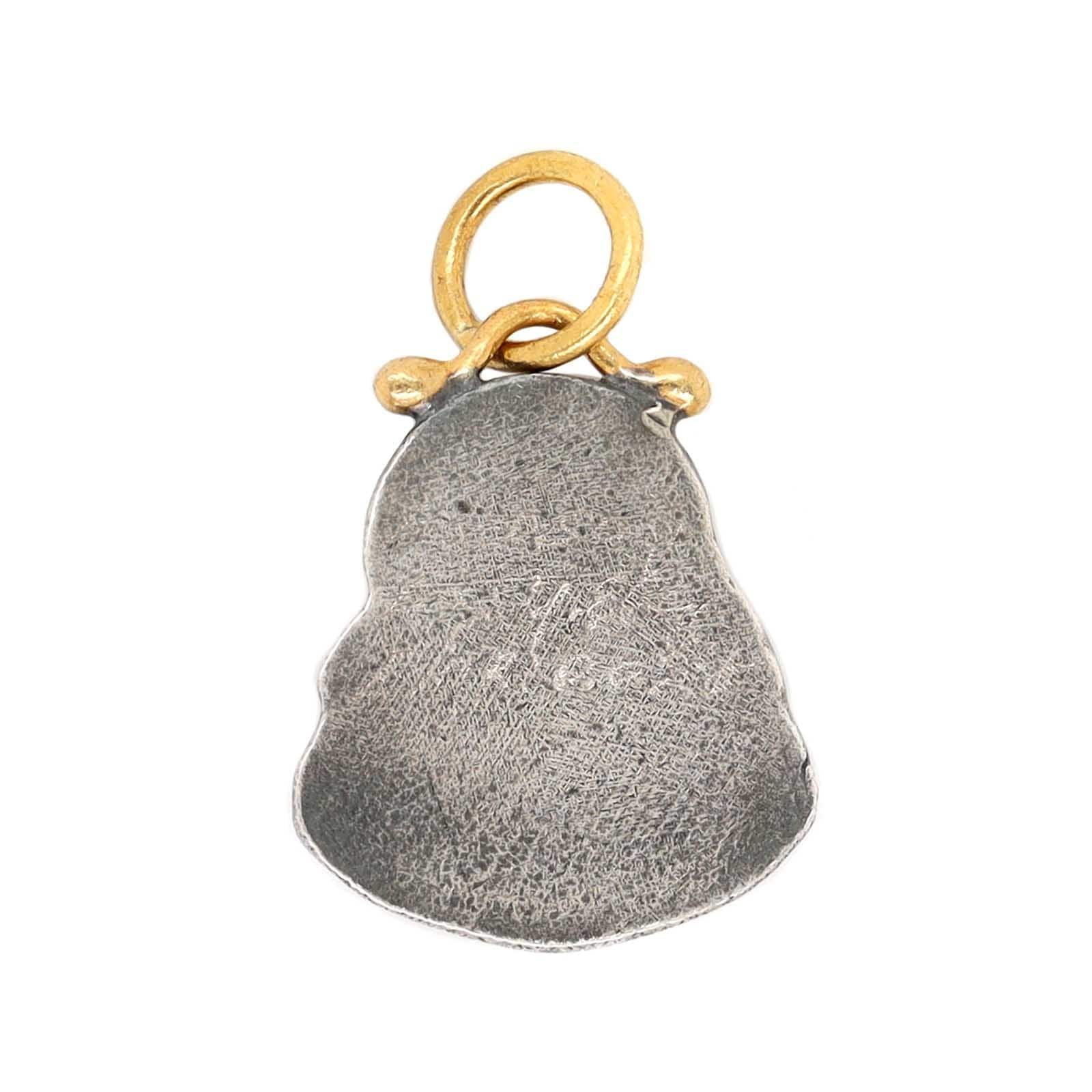 Sterling Silver and 24K Yellow Gold Emerald Buddha Charm