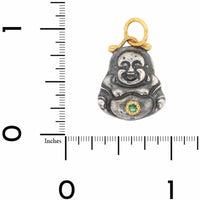 Sterling Silver and 24K Yellow Gold Emerald Buddha Charm