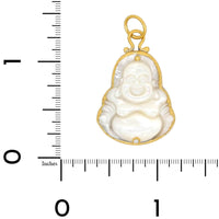 Sterling Silver and 24K Yellow Gold Mother of Pearl and Diamond Buddha Charm