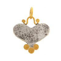 24K Yellow Gold and Sterling Silver Lapis and Diamond Heart Charm