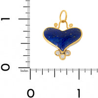 24K Yellow Gold and Sterling Silver Lapis and Diamond Heart Charm