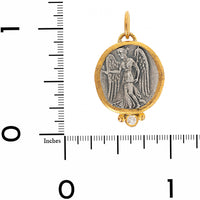 24K Yellow Gold and Sterling Silver Diamond Goddess Nike Charm
