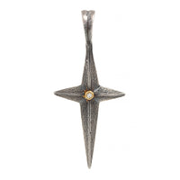 24K Yellow Gold and Sterling Silver Diamond North Star Charm