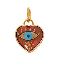 24K Yellow Gold and Sterling Silver Miniature Painted Eye Charm
