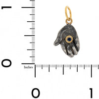 24K Yellow Gold and Sterling Silver Blue Sapphire Hand Charm