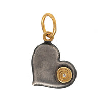 24K Yellow Gold and Sterling Silver Diamond Heart Charm