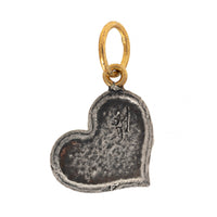 24K Yellow Gold and Sterling Silver Diamond Heart Charm