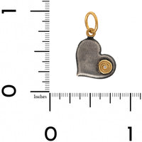24K Yellow Gold and Sterling Silver Diamond Heart Charm