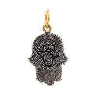 24K Yellow Gold and Sterling Silver Sapphire Evil Eye Hamsa Charm