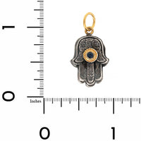 24K Yellow Gold and Sterling Silver Sapphire Evil Eye Hamsa Charm