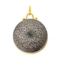 24K Yellow Gold and Sterling Silver Large Round Aquamarine and Diamond Charm