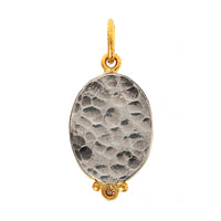24K Yellow Gold and Sterling Silver Onyx and Diamond Evil Eye Hamsa Charm