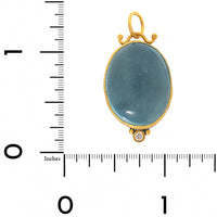 24K Yellow Gold and Sterling Silver Large Aquamarine and Diamond Charm