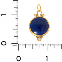 24K Yellow Gold and Sterling Silver Round Lapis and Diamond Charm