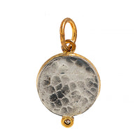 24K Yellow Gold and Sterling Silver Quartz and Diamond Micro Mosaic Evil Eye Charm