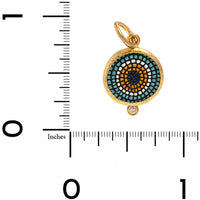 24K Yellow Gold and Sterling Silver Quartz and Diamond Micro Mosaic Evil Eye Charm