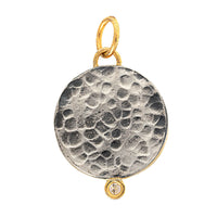 24K Yellow Gold and Sterling Silver Quartz and Diamond Micro Mosaic Color Mill Charm