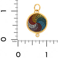 24K Yellow Gold and Sterling Silver Quartz and Diamond Micro Mosaic Color Mill Charm