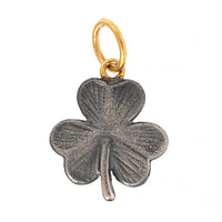 24K Yellow Gold and Sterling Silver Diamond Clover Charm