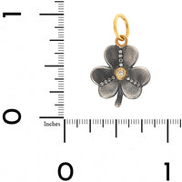 24K Yellow Gold and Sterling Silver Diamond Clover Charm