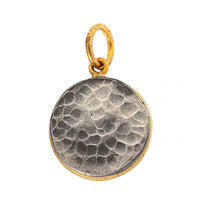 24K Yellow Gold and Sterling Silver Round Mosaic Flower Charm