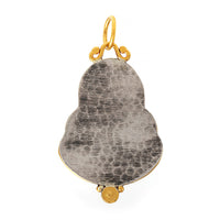 24K Yellow Gold and Sterling Silver Mother Of Pearl and Diamond Buddha Charm