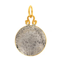 24K Yellow Gold and Sterling Silver Coral and Diamond Sun Face Charm
