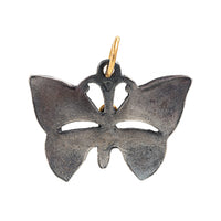 24K Yellow Gold and Sterling Silver Butterfly Diamond Charm