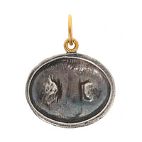 24K Yellow Gold and Sterling Silver Ruby Eyed Owl Charm