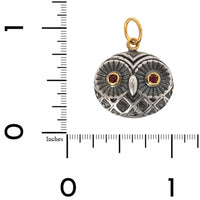 24K Yellow Gold and Sterling Silver Ruby Eyed Owl Charm