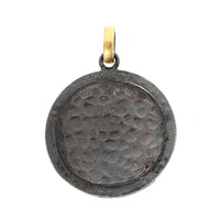 24K Yellow Gold and Sterling Silver Large Diamond Sun Face Charm
