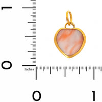 24K Yellow Gold and Sterling Silver Pink Coral Heart Charm