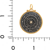 24K Yellow Gold and Sterling Silver Diamond Zodiac Wheel Charm