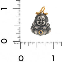 24K Yellow Gold and Sterling Silver Blue Sapphire Buddha Charm