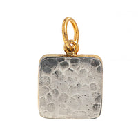 24K Yellow Gold and Sterling Silver Square Turquoise Charm
