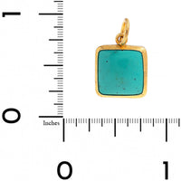 24K Yellow Gold and Sterling Silver Square Turquoise Charm