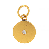 24K Yellow Gold and Sterling Silver Diamond Disc Charm