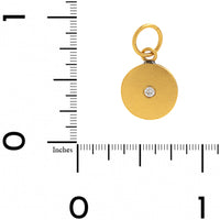 24K Yellow Gold and Sterling Silver Diamond Disc Charm