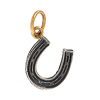 24K Yellow Gold and Sterling Silver Diamond Horseshoe Charm