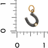 24K Yellow Gold and Sterling Silver Diamond Horseshoe Charm