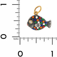 24K Yellow Gold and Sterling Silver Diamond Colorful Fish Charm