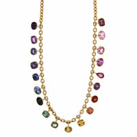 Emily P. Wheeler 18K Yellow Gold Rainbow Sapphire Dangle Necklace