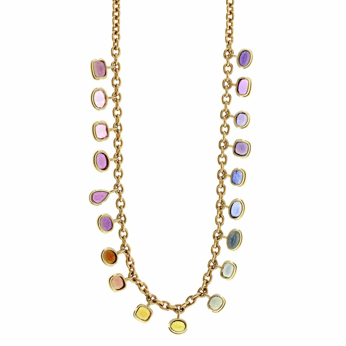 Emily P. Wheeler 18K Yellow Gold Rainbow Sapphire Dangle Necklace