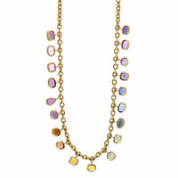 Emily P. Wheeler 18K Yellow Gold Rainbow Sapphire Dangle Necklace