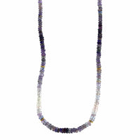 18K Yellow Gold Gradient Faceted Purple Sapphire Bead Necklace
