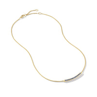 Petite Pavé Bar Necklace in 18K Yellow Gold with Blue Sapphires, 1.25mm