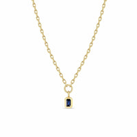 Zoe Chicco 14K Yellow Gold Small Oval Chain Blue Sapphire Drop Pendant Necklace